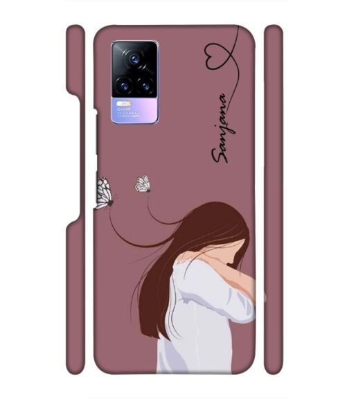 Customize Text with girl Vivo Y73 Mobile Cover