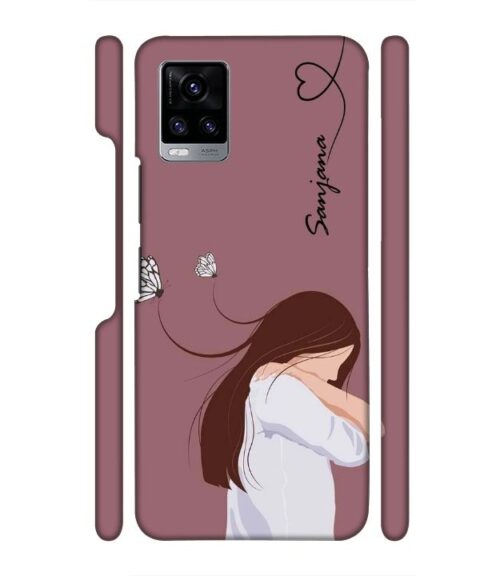 Customize Text with girl Vivo V20 Mobile Cover