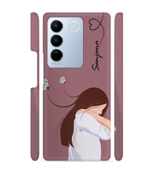 Customize Text with girl Vivo V27 5G Mobile Cover