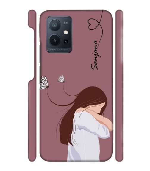 Customize Text with girl Vivo T1 (5) Mobile Cover