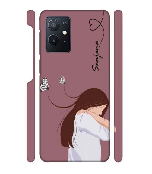Customize Text with girl iQOO Z6 Mobile Cover
