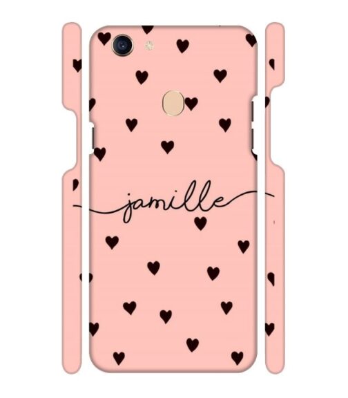 Heart pattern Customize text Oppo F7 Mobile Cover
