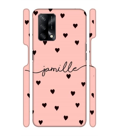 Heart pattern Customize text Oppo F19 S Mobile Cover