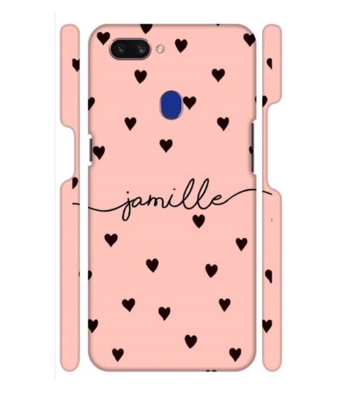 Heart pattern Customize text Oppo F9 Pro Mobile Cover