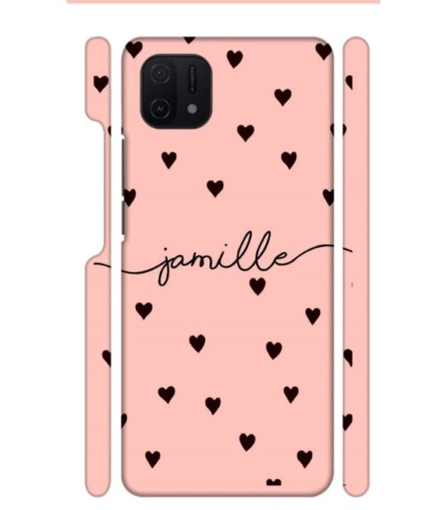 Heart pattern Customize text Oppo A16 E Mobile Cover