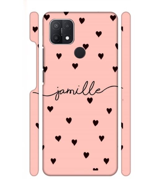 Heart pattern Customize text Oppo A15 S Mobile Cover