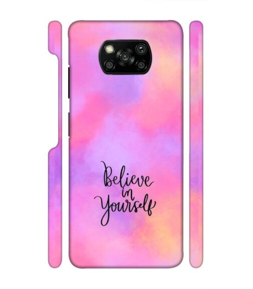 Colorfull background with text (Believe in youself) Poco X3 Mobile Cover