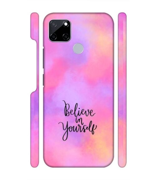 Colorfull background with text (Believe in youself) Realme C21 Y Mobile Cover