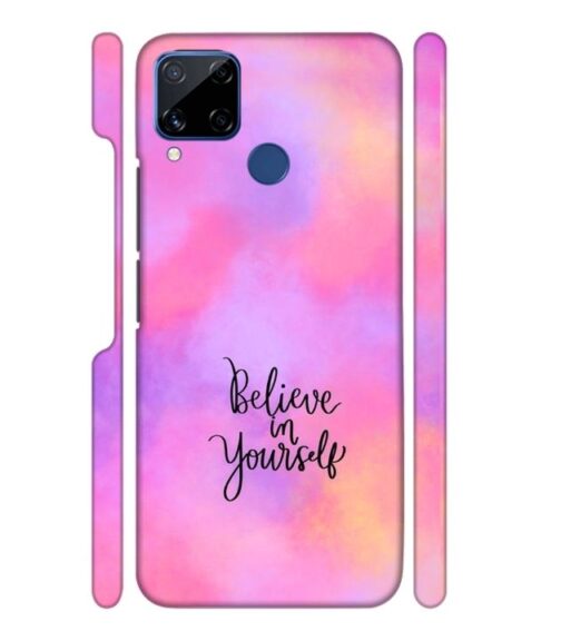 Colorfull background with text (Believe in youself) Realme C15 Mobile Cover