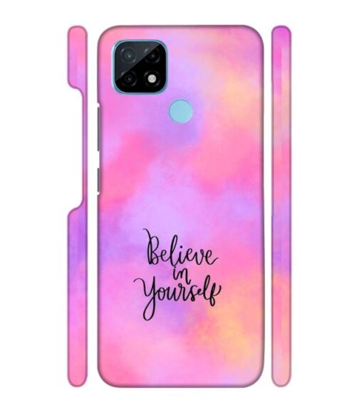 Colorfull background with text (Believe in youself) Realme C21 Mobile Cover