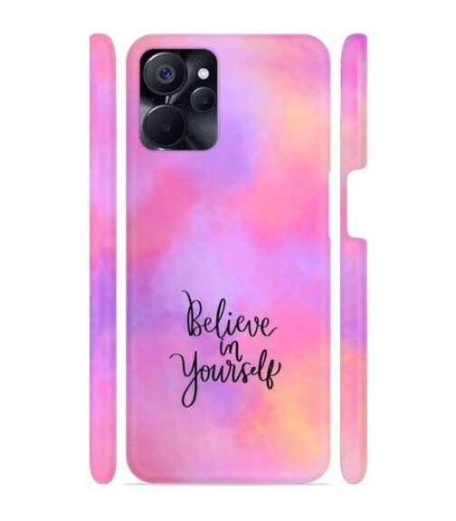 Colorfull background with text (Believe in youself) Realme 9i (5G) Mobile Cover