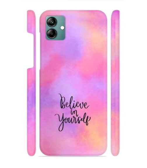 Colorfull background with text (Believe in youself) Samsung Galaxy F04 Mobile Cover