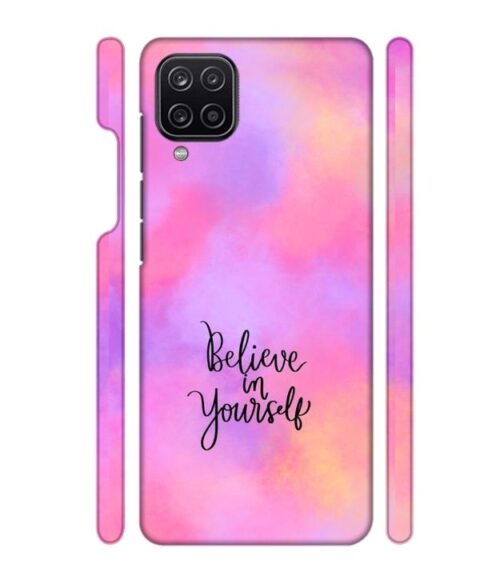 Colorfull background with text (Believe in youself) Samsung Galaxy A12 Mobile Cover