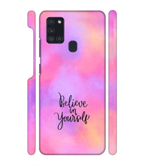Colorfull background with text (Believe in youself) Samsung Galaxy A21 S Mobile Cover