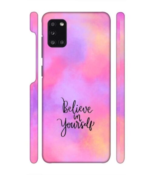 Colorfull background with text (Believe in youself) Samsung Galaxy A31 Mobile Cover