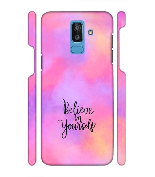Colorfull background with text (Believe in youself) Samsung Galaxy J8 Mobile Cover