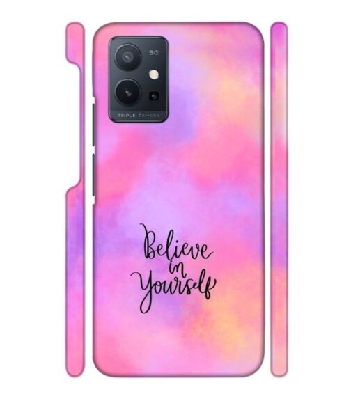 Colorfull background with text (Believe in youself) Vivo Y75 (5G) Mobile Cover