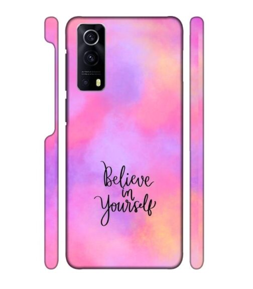 Colorfull background with text (Believe in youself) iQOO Z3 Mobile Cover