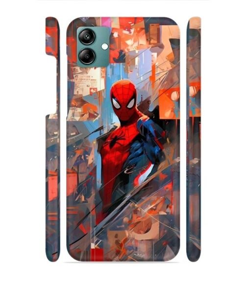 Spiderman graphics with mirror effect Samsung Galaxy F04 Mobile Cover