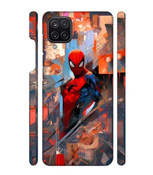 Spiderman graphics with mirror effect Samsung Galaxy A12 Mobile Cover