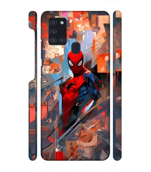 Spiderman graphics with mirror effect Samsung Galaxy A21 S Mobile Cover