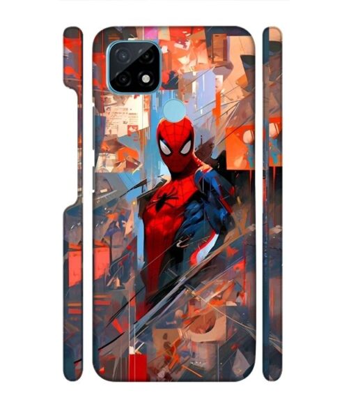 Spiderman graphics with mirror effect Realme C21 Mobile Cover