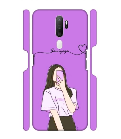 Girl gives mirror selfie pose with Customize Text Oppo A9 (2020) Mobile Cover