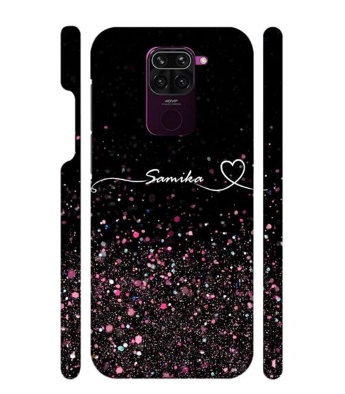 Sparkle design with Customize text Redmi Note 9 Mobile Cover