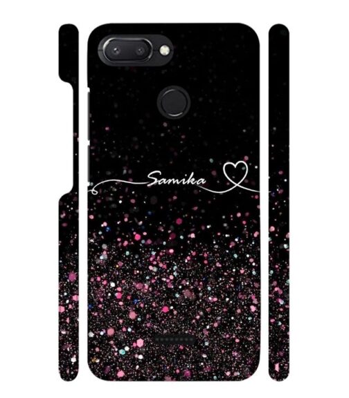 Sparkle design with Customize text Redmi 6 Mobile Cover