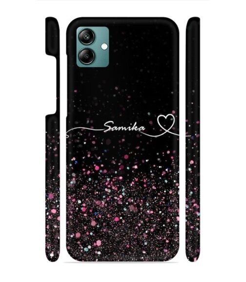 Sparkle design with Customize text Samsung Galaxy F04 Mobile Cover