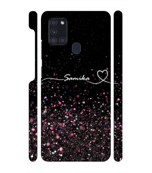Sparkle design with Customize text Samsung Galaxy A21 S Mobile Cover