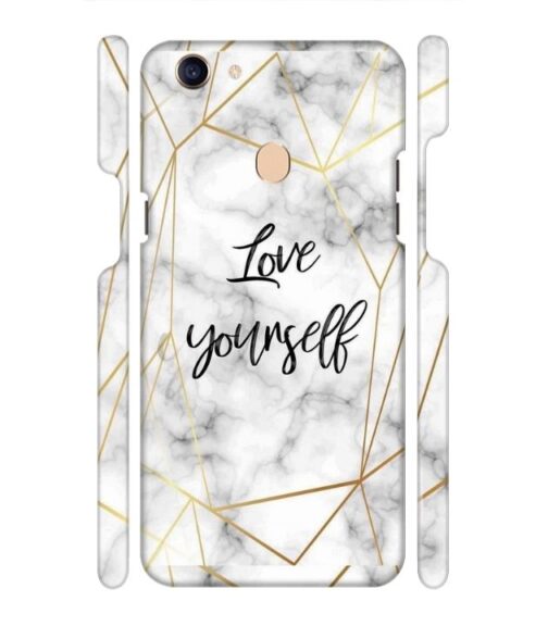 Blacky smoke with gold pattern with text love yourself Oppo F7 Mobile Cover