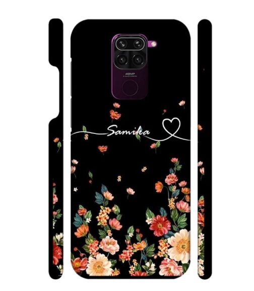 Floral design with Customize text Redmi Note 9 Mobile Cover