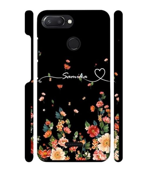 Floral design with Customize text Redmi 6 Mobile Cover