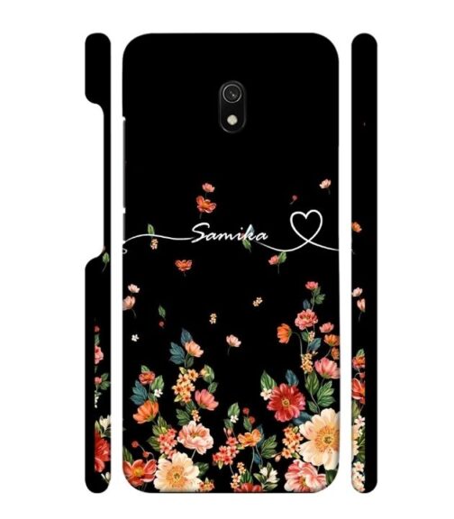 Floral design with Customize text Redmi 8 A Mobile Cover