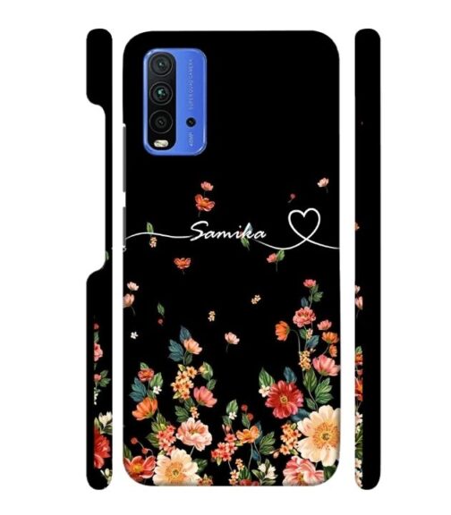 Floral design with Customize text Redmi 9 Power Mobile Cover