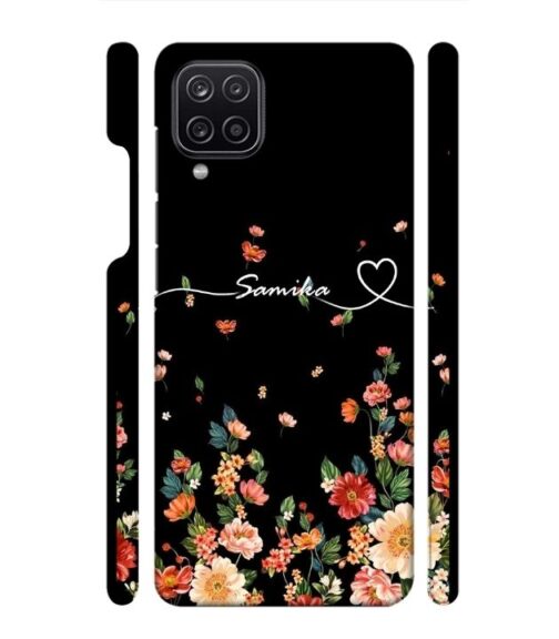 Floral design with Customize text Samsung Galaxy A12 Mobile Cover