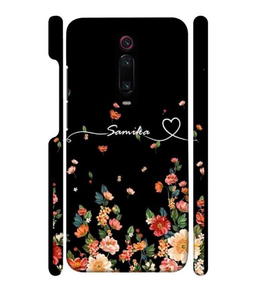 Floral design with Customize text Redmi K20 Pro Mobile Cover