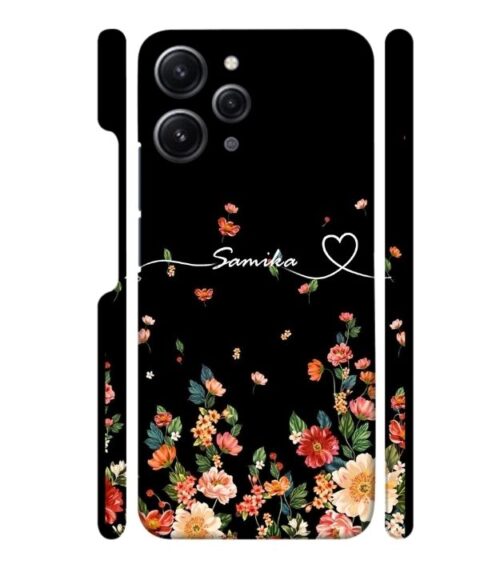 Floral design with Customize text Redmi 12 (5G) Mobile Cover