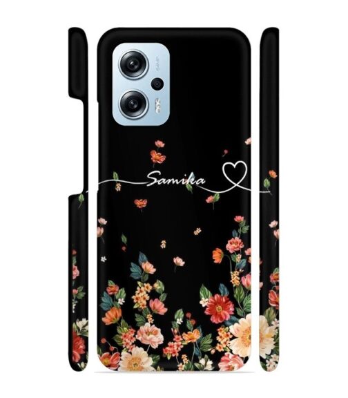 Floral design with Customize text Redmi K50i 5G Mobile Cover