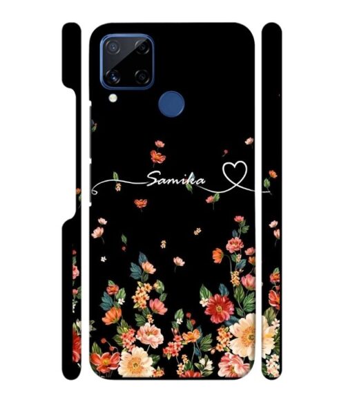 Floral design with Customize text Realme C15 Mobile Cover