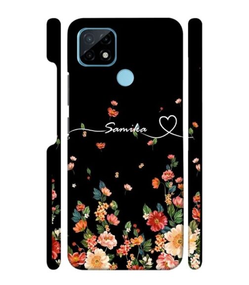 Floral design with Customize text Realme C21 Mobile Cover