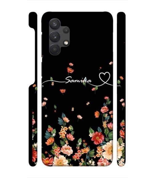 Floral design with Customize text Samsung Galaxy A32 Mobile Cover