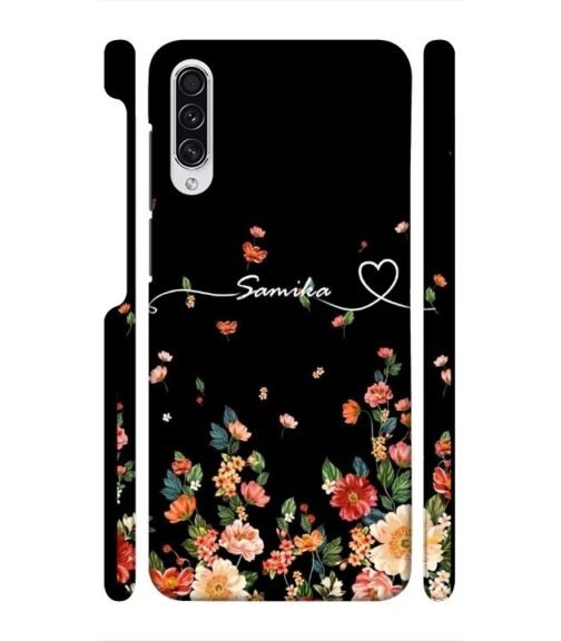 Floral design with Customize text Samsung Galaxy A50 Mobile Cover