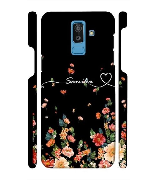 Floral design with Customize text Samsung Galaxy J8 Mobile Cover