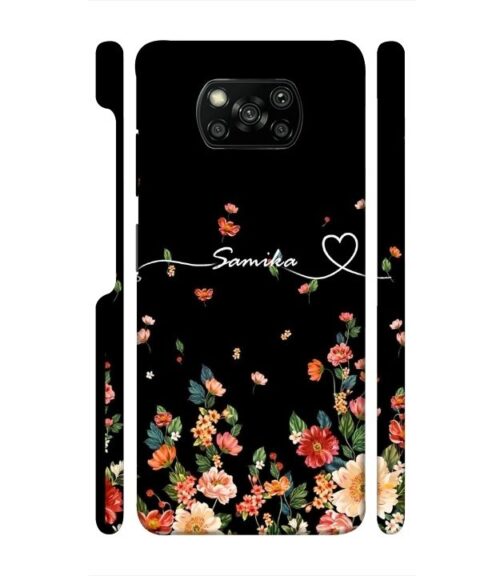 Floral design with Customize text Poco X3 Mobile Cover