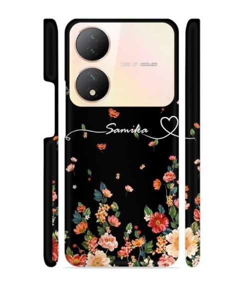 Floral design with Customize text Vivo Y100 (5G) Mobile Cover