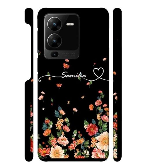Floral design with Customize text Vivo Y35 Mobile Cover