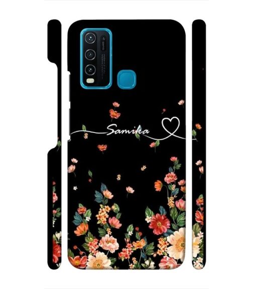 Floral design with Customize text Vivo Y30 Mobile Cover