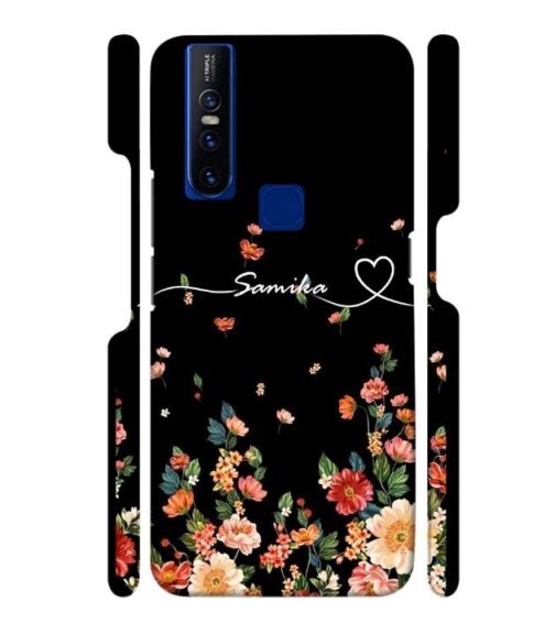 Floral design with Customize text Vivo V15 Mobile Cover